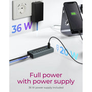 Icy box 7-port usb-c 3.2 gen 2 usb-hub (blauwgrijs) - afbeelding 5