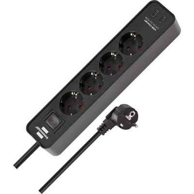 Ciabatta Brennerstuhl ecolor con 2 prese di ricarica USB-C | 4 prese | nero | 1,5m h05vv-f 3g1,5 - 1153240106