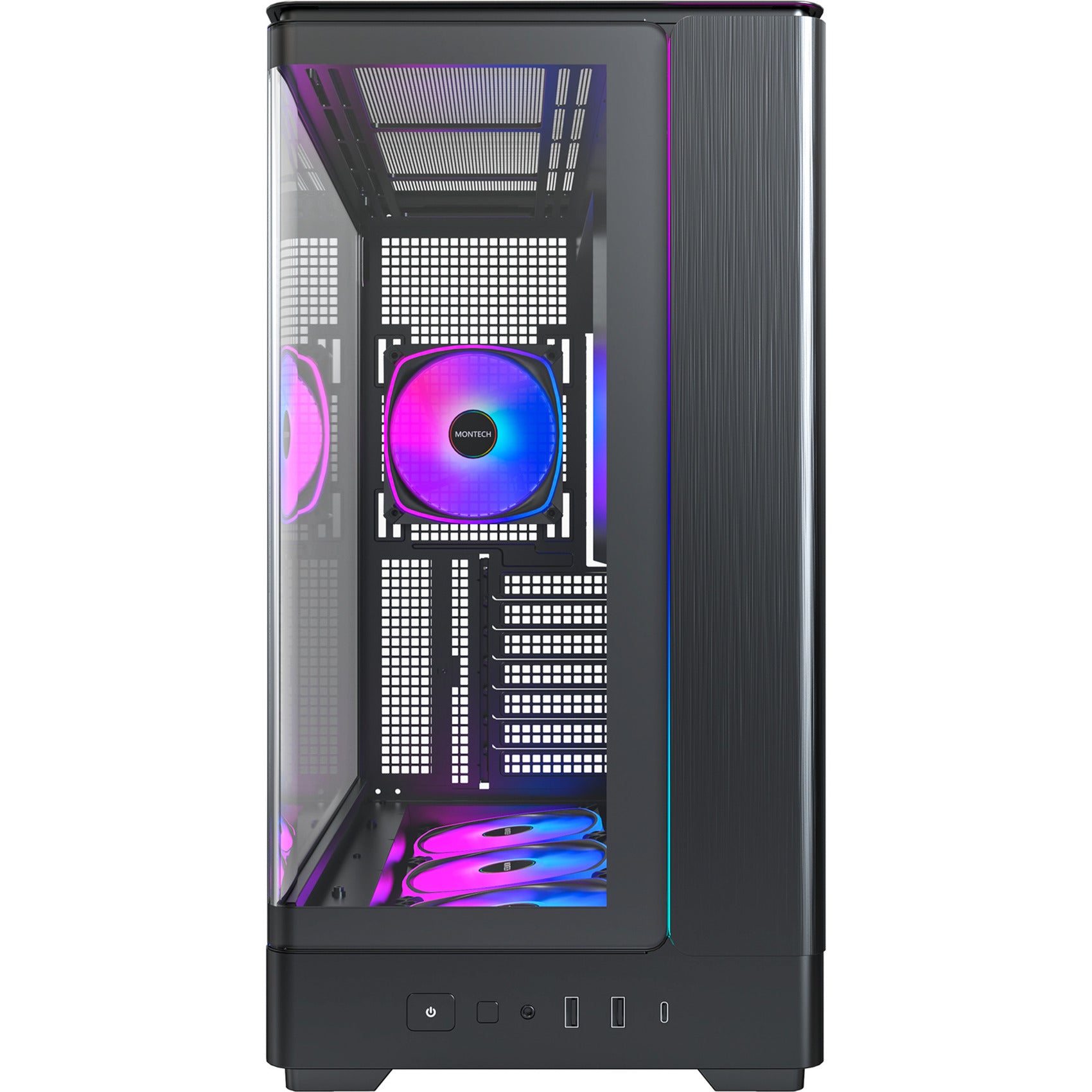 Custodia midi tower Montech king 45 pro (nera | 2x USB-A | 1x USB-C | RGB | finestra)