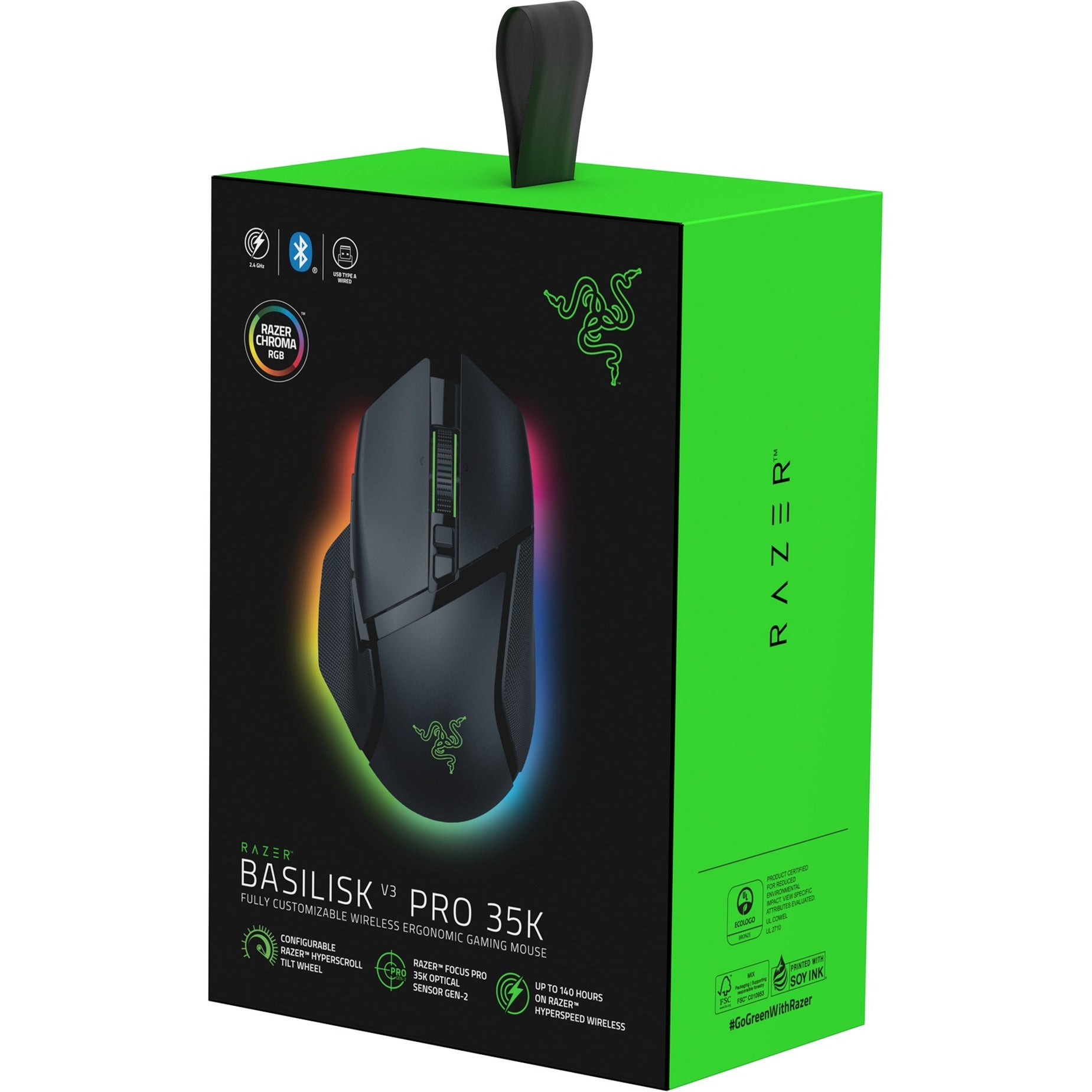 Mouse da gioco Razer basilisk v3 pro 35k (nero, USB Bluetooth hyperspeed wireless, 35000 dpi, chroma RGB)