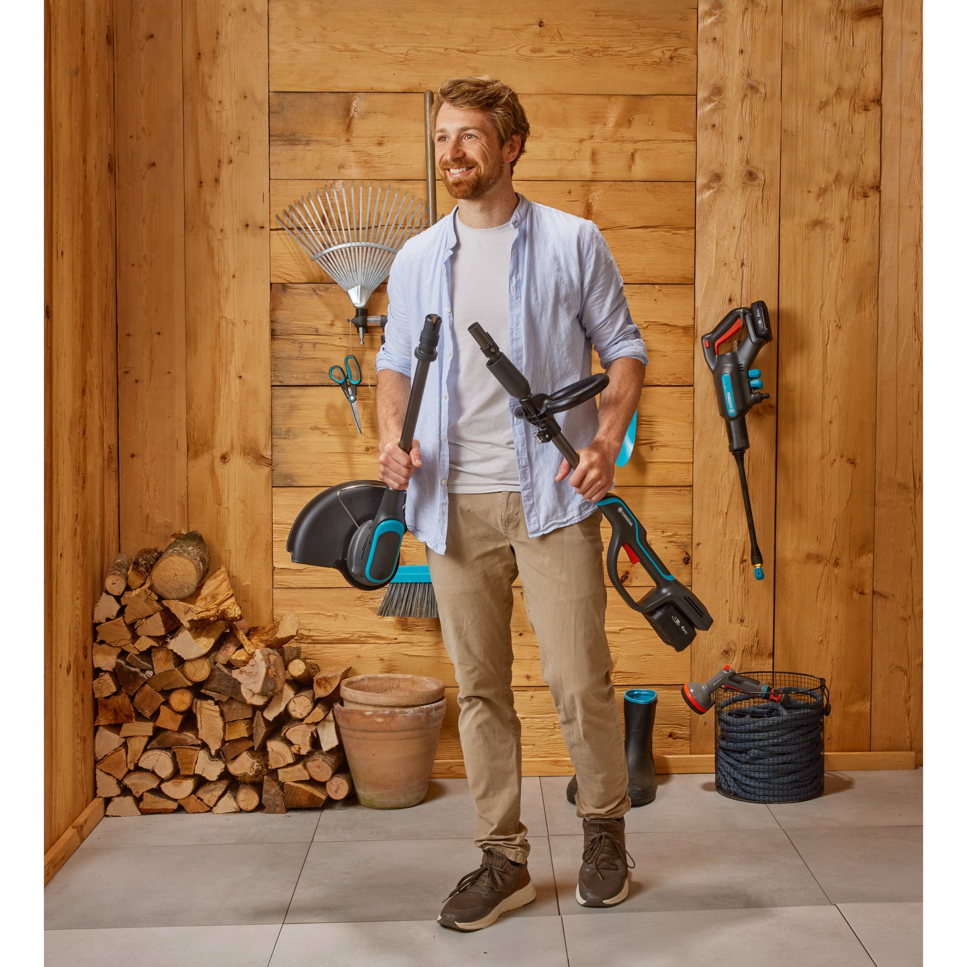 Gardena powertrim 30 18v grastrimmer (grijs turquoise, accu en lader niet inbegrepen)