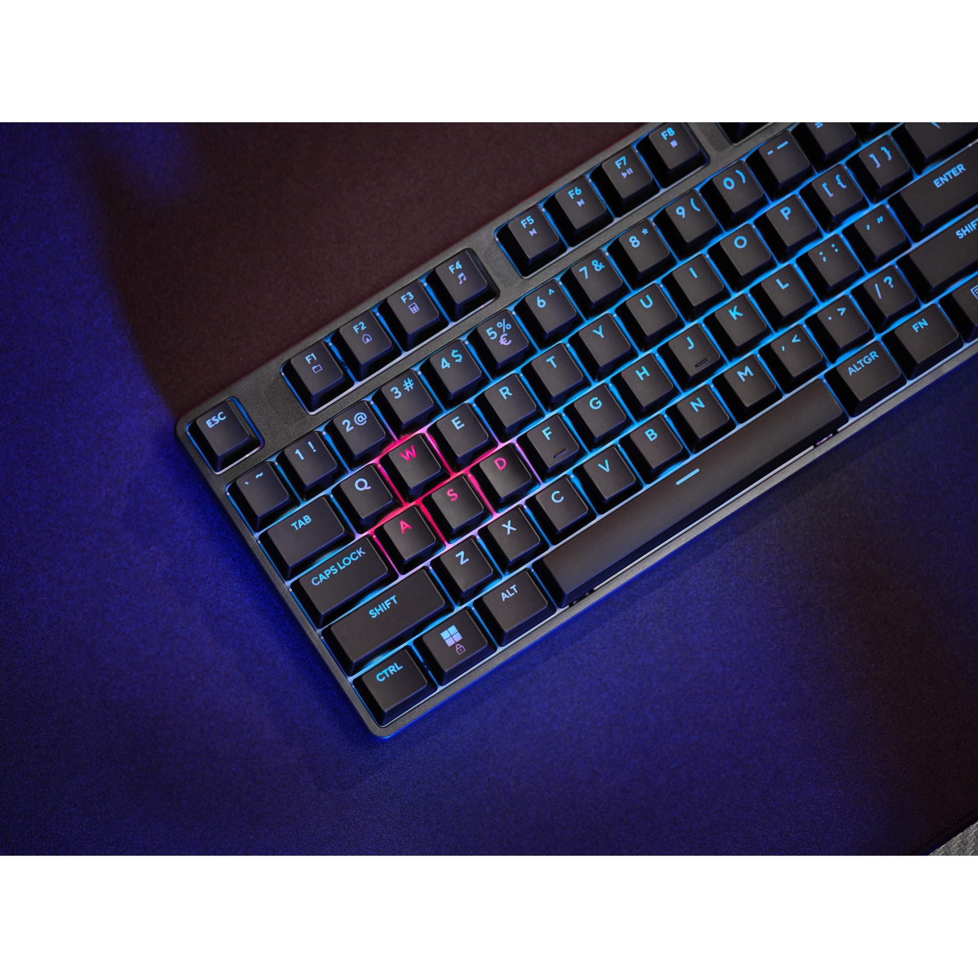 Trust GXT 864 Cada Tastiera da gioco meccanica compatta TKL, tastiera da gioco (nera, layout USA, marrone Huano, RGB)