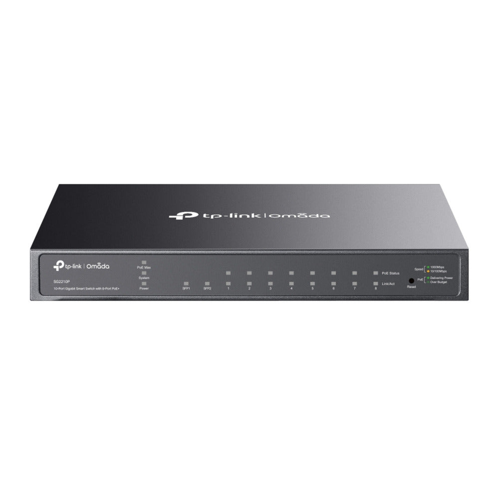 Tp-link omada sg2210p switch intelligente gigabit a 10 porte (nero, 8x poe+, 2x gigabit sfp)