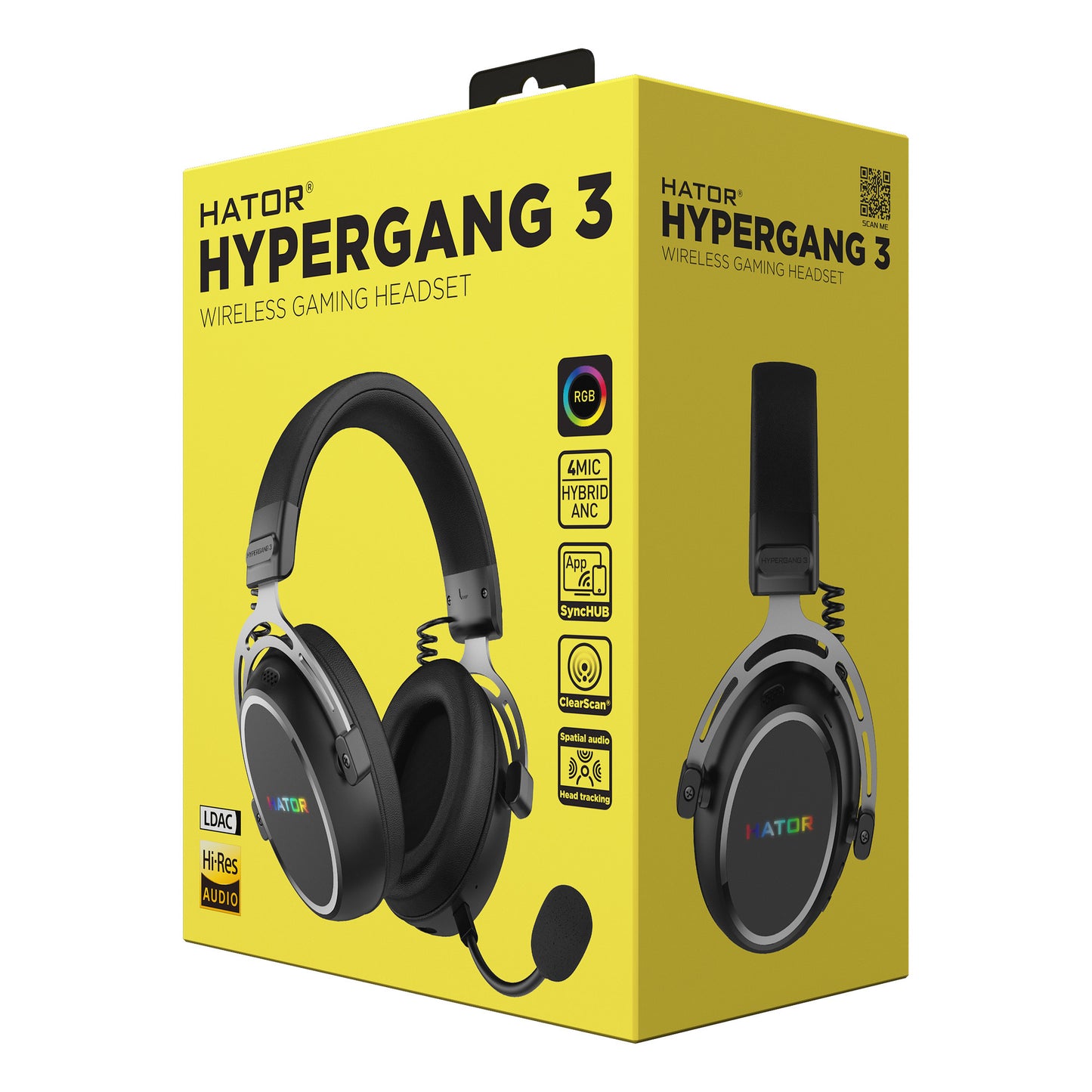 Auriculares supraaurales inalámbricos para juegos Hator Hypergang 3 (negro, RGB, Bluetooth USB de 2,4 GHz)