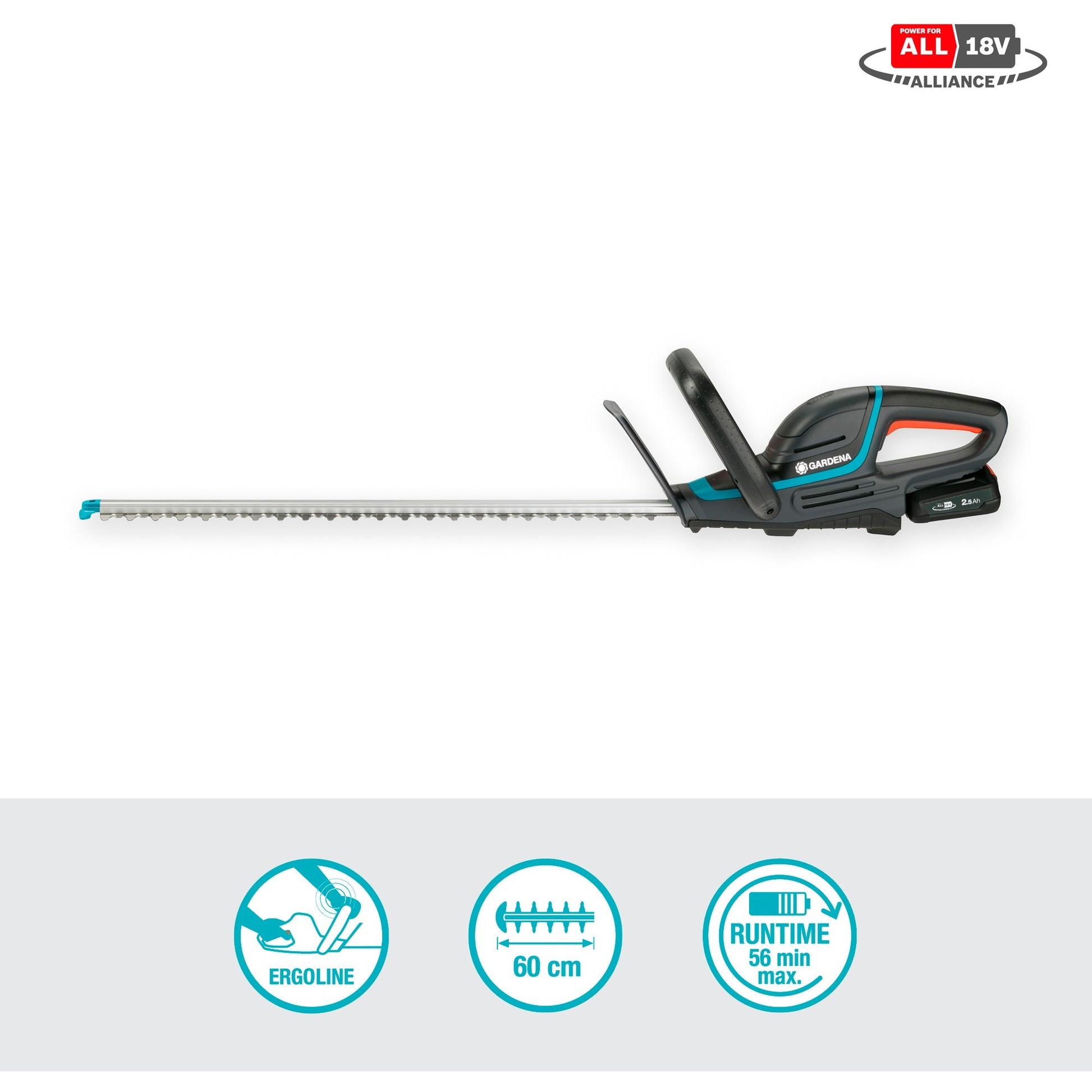 Batería Gardena de cobertura de cobertura Comfortcut 60 18 V P4A Set
