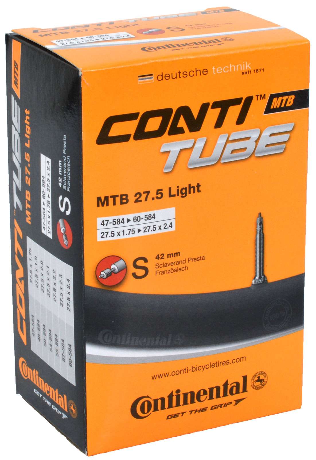 Luz de tubo interior Continental MTB 27½x1.75 2.4 SV 42 mm presta