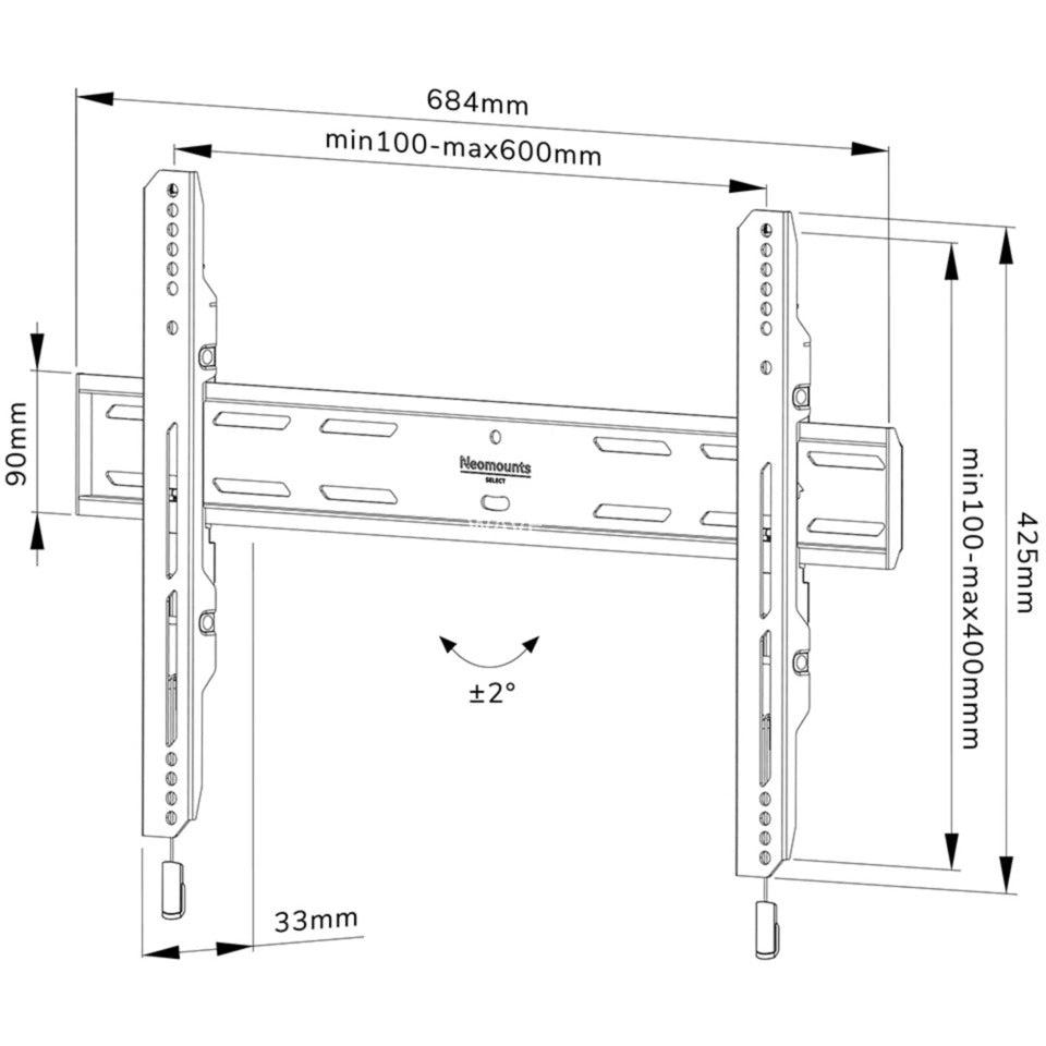 Neomounts> Neomounts WL30S-850BL16 SELECTS SELECT SONTAJE MUNTO DE PRUEBA, FIJO, 40 82, 600X400MM