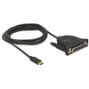 Delock usb-c 2.0 male > 1 x parallel db25 female kabel (zwart, 1,8 meter )