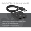 Club 3d displayport 2-in-1 bidirectionele 8k switch displayport switch (zwart)
