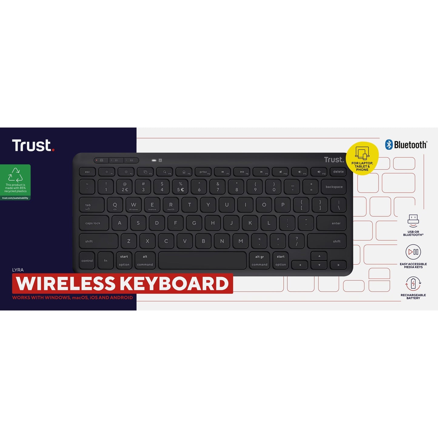 Confiar en lyra compacto teclado inalámbrico