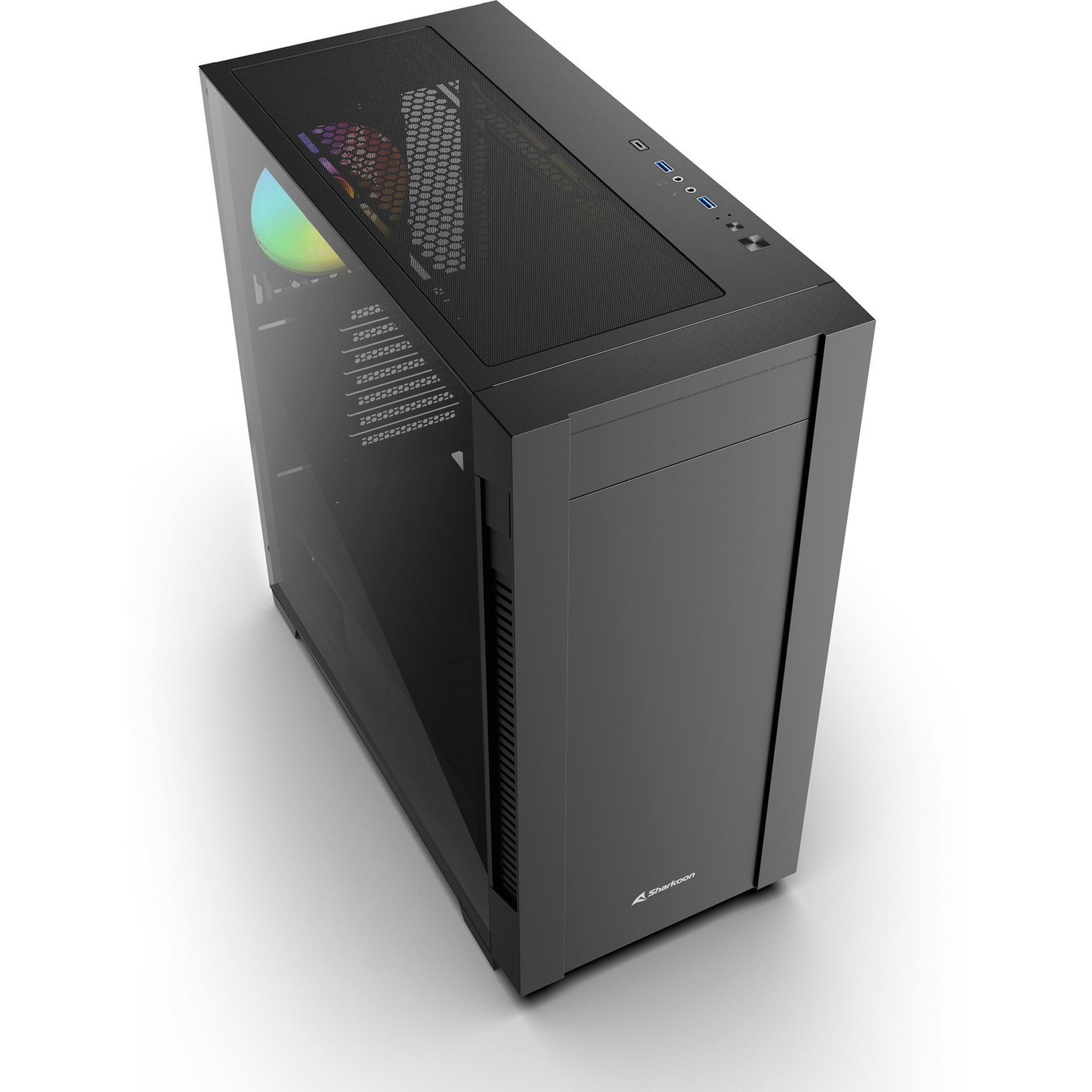 Custodia midi tower Sharkoon s25-w2 argb (nera | 2x USB-A | 1x USB-C | RGB | vetro temperato)