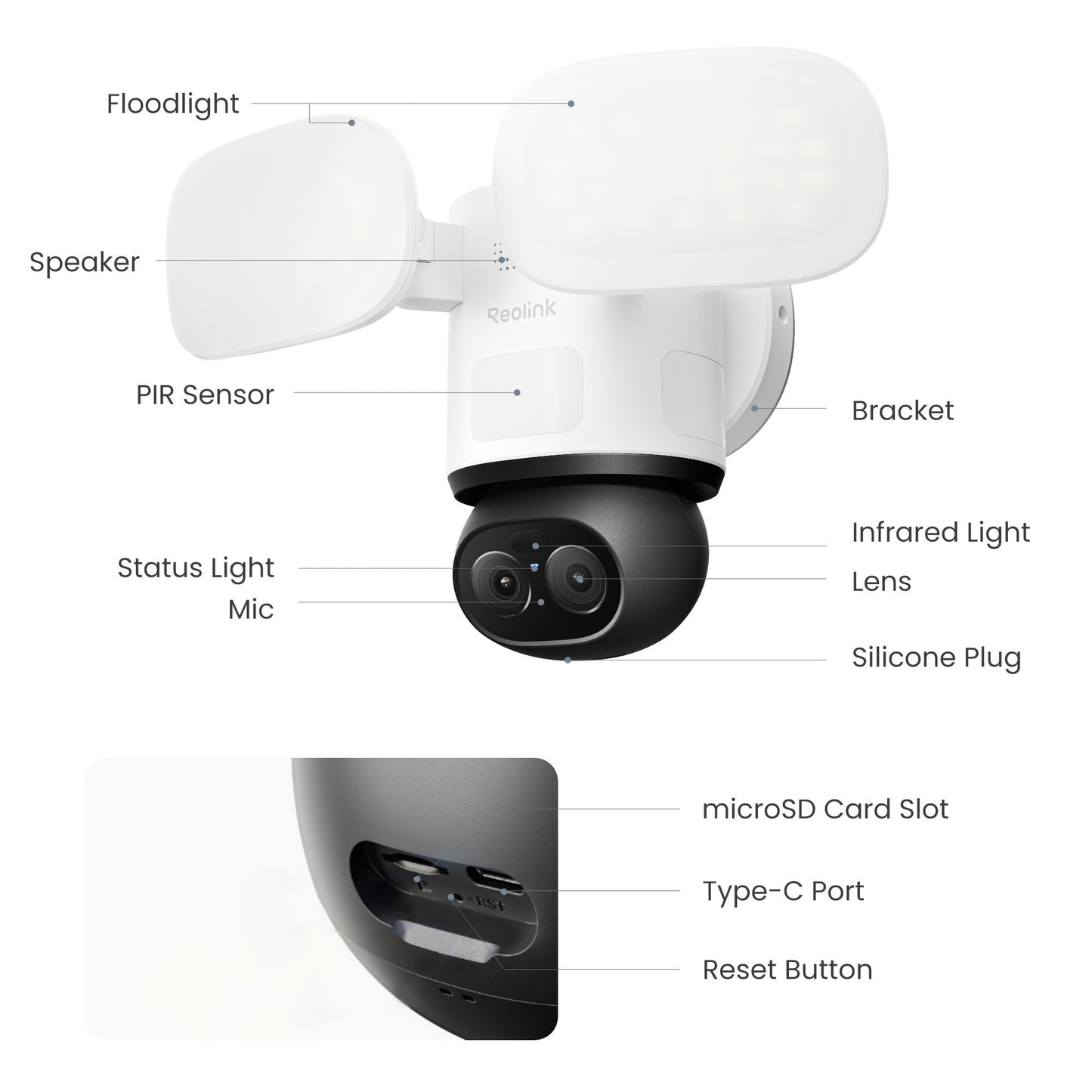 Reolink f850w trackflex floodlight wifi security camera (white, 4k, wifi)