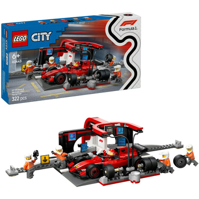 LEGO LEGO CITY 60443 F1 Pitstop e pitcher con Ferrari Auto