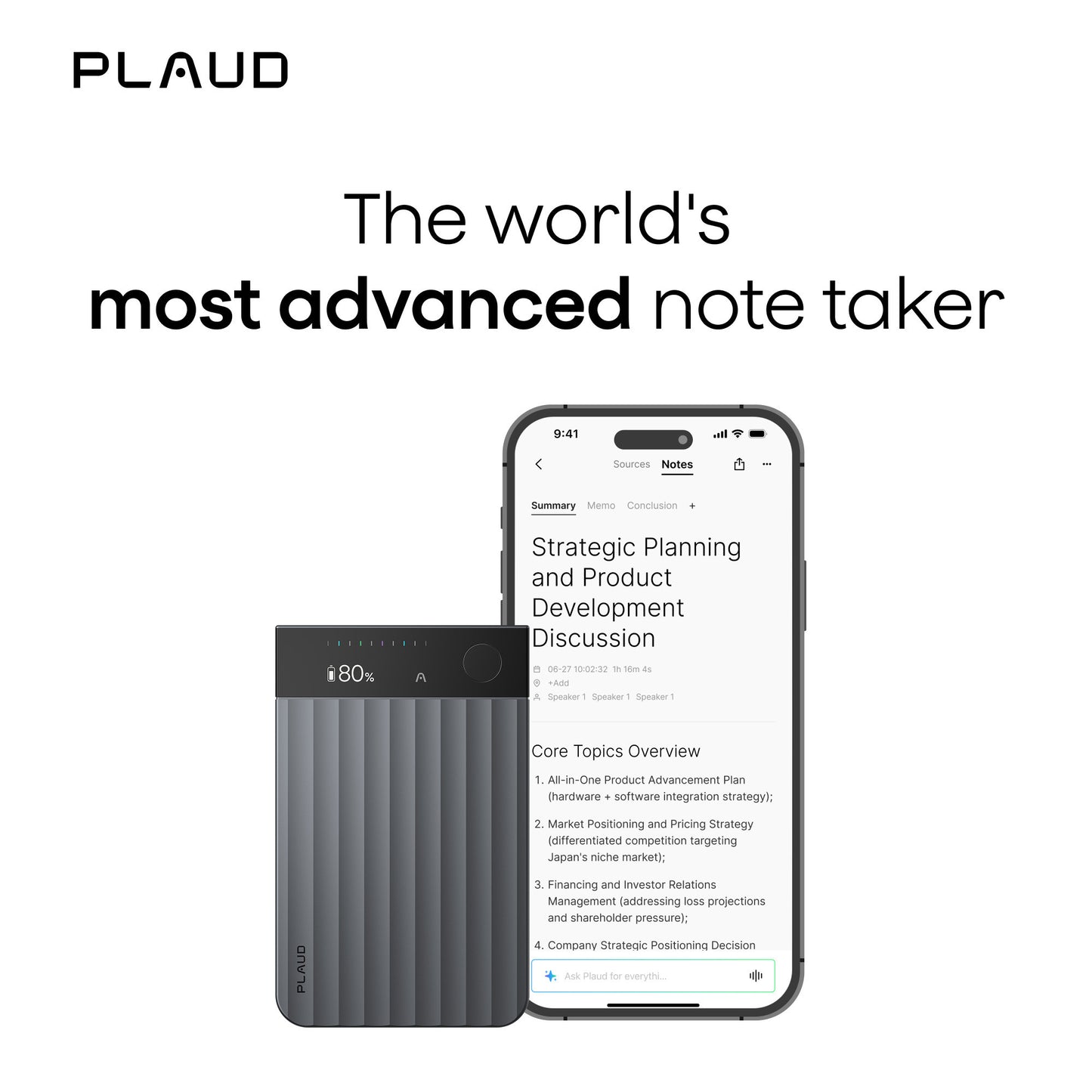 Máquina de dictado Plaud note pro (negro, 64 GB, Bluetooth (BLE 5.4), Wi-Fi de doble banda (2,4 GHz 5 GHz))