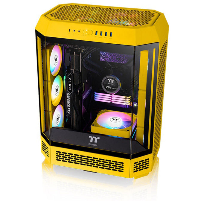 Thermaltake ct120 ex reverse argb sync ventola di raffreddamento per PC bumblebee (pacchetto da 3 ventole) ventole per case (giallo, 3 pezzi, 120 x 120 x 25 mm, pwm)