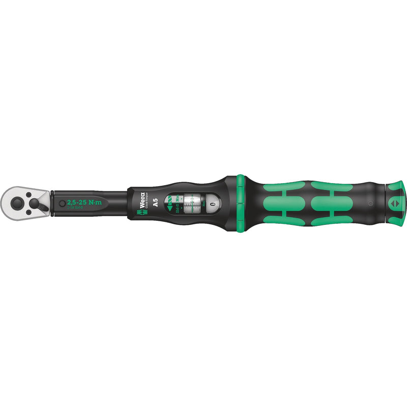 Wera click-torque a 5 draaimomentsleutel met omschakelratel (zwart groen)