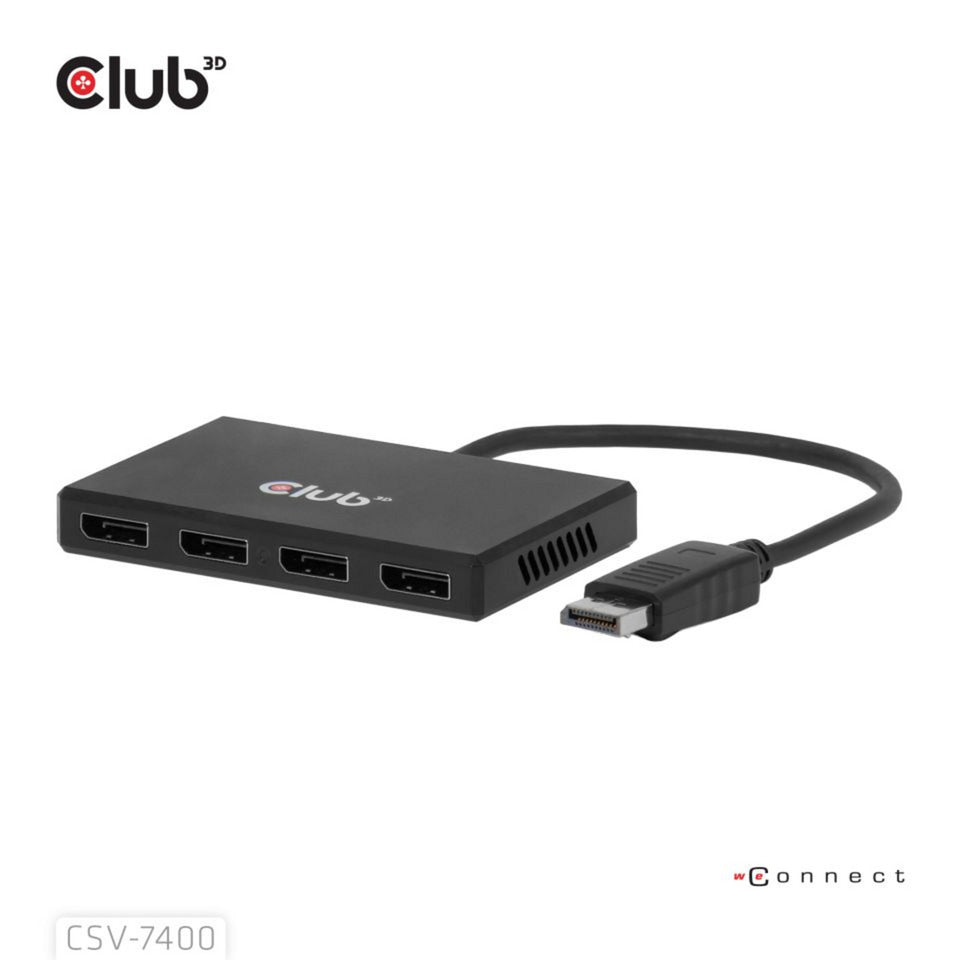 Club Hub 3D DisplayPort Quad Monitor MST 4x 4K30Hz DisplayPort Splitter (Nero)