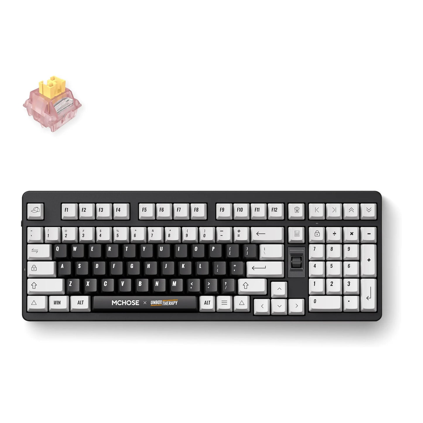 Mchose x unbox therapy - ut98 mechanical keyboard (100%, classic therapy, silent peach v3 switch, rgb, hot swap, 2.4 ghz | usb-c | bluetooth)
