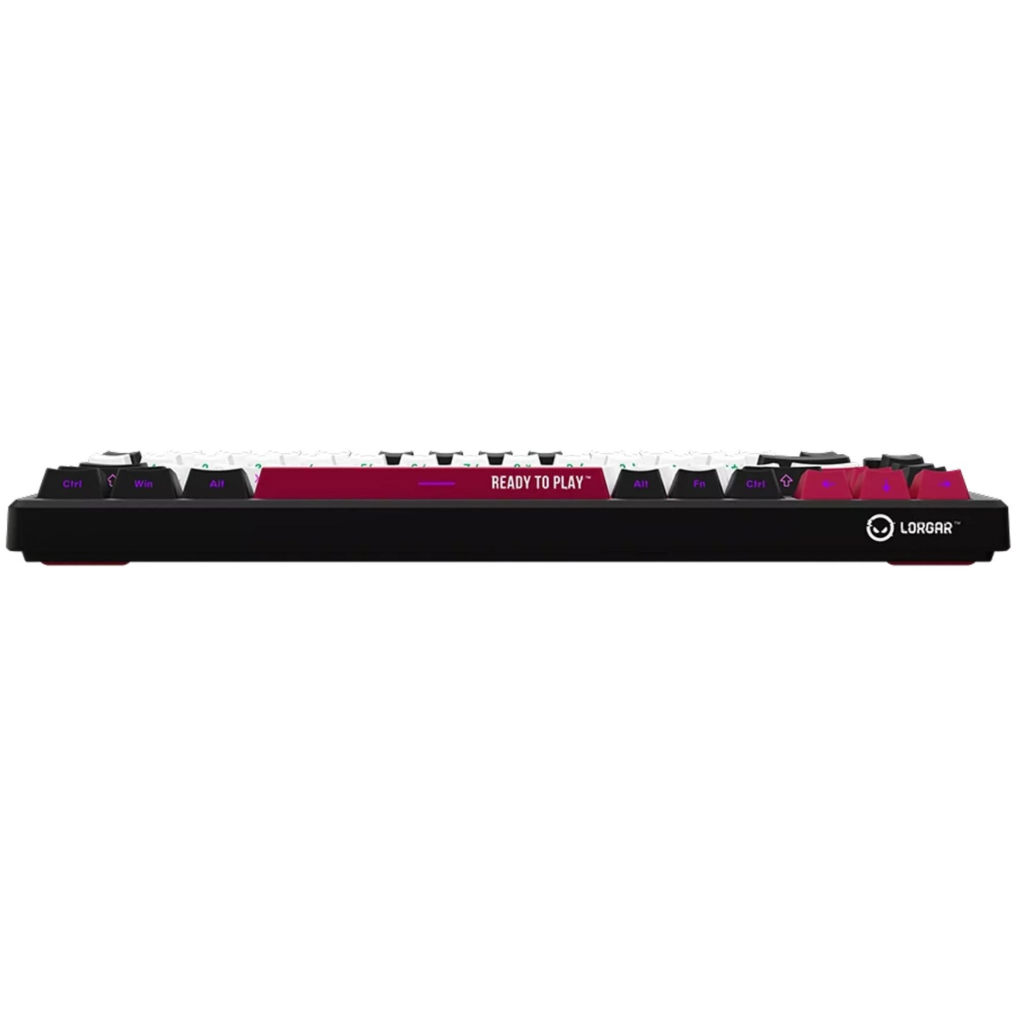 Lorgar kbp7075w, tastiera da gioco (nera, layout americano, logar tossico viola, 75%, rgb, hot-swapable, pbt double-shot, bluetooth 2.4ghz usb)