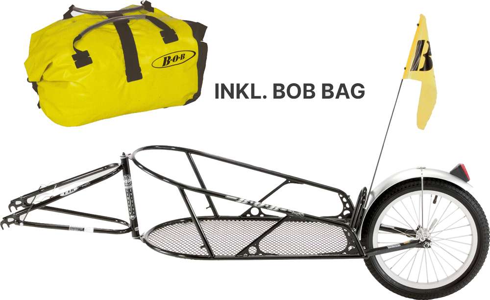 Remolque para bicicleta bob yak negro con bolsa