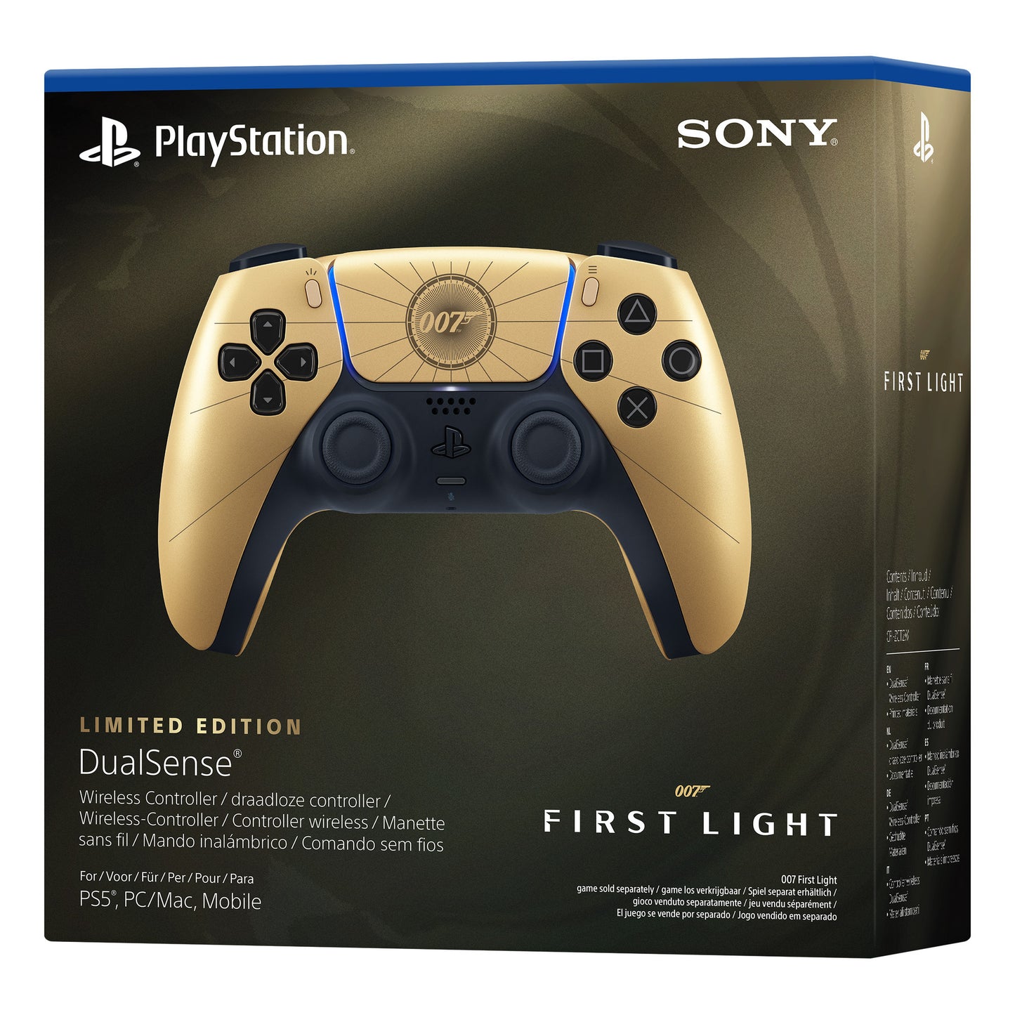 Controller wireless dualsense per intrattenimento interattivo Sony – 007 first light edizione limitata (oro nero, per PlayStation 5)