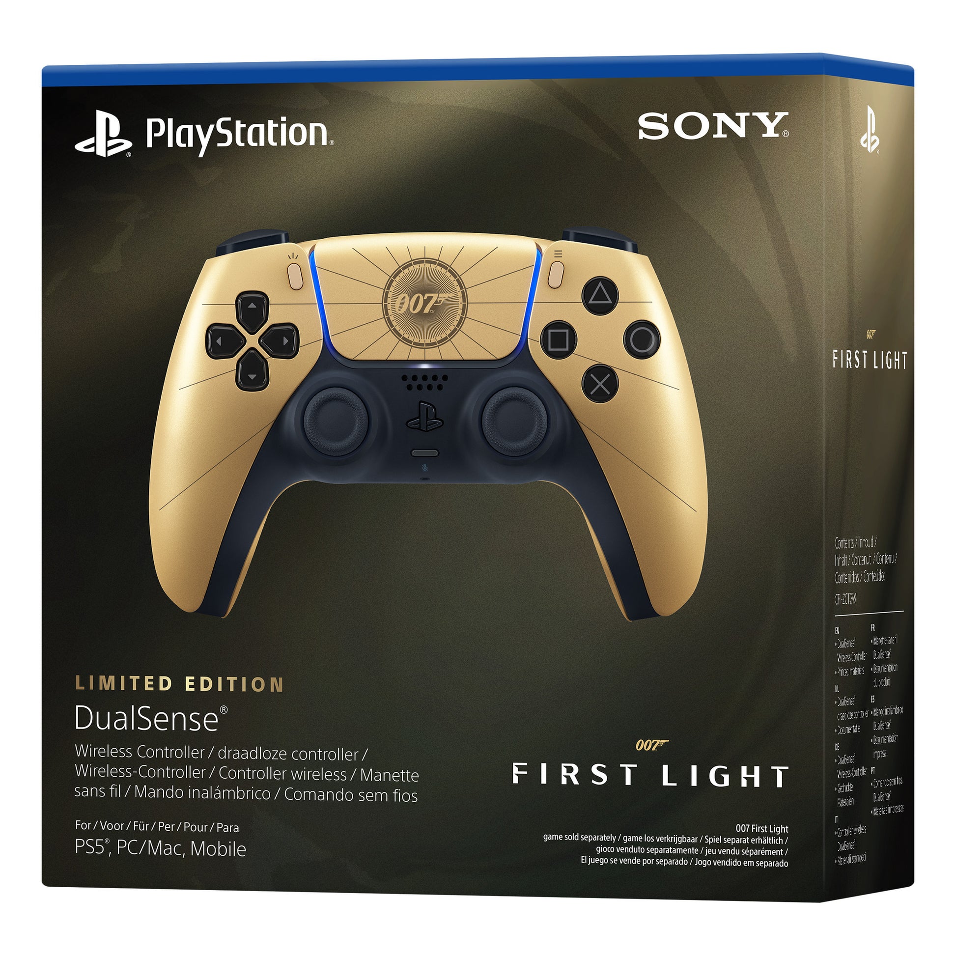 Controller wireless dualsense per intrattenimento interattivo Sony – 007 first light edizione limitata (oro nero, per PlayStation 5)