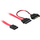 Delock slim sata 13-pin > 7-pin sata + sata power adapter (rood, 0,5 meter)