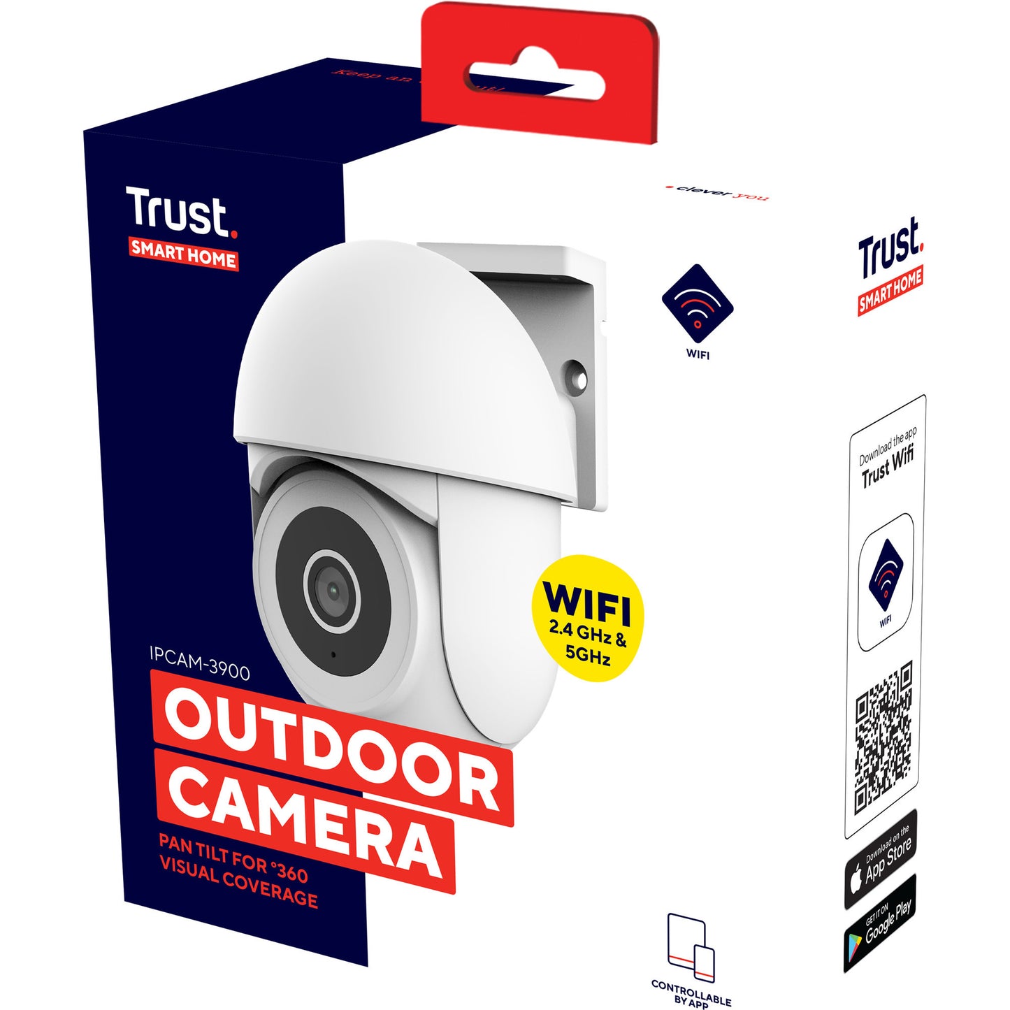 Trust telecamera esterna ipcam-3900 360° (bianco, WiFi da 2,4 o 5 GHz)