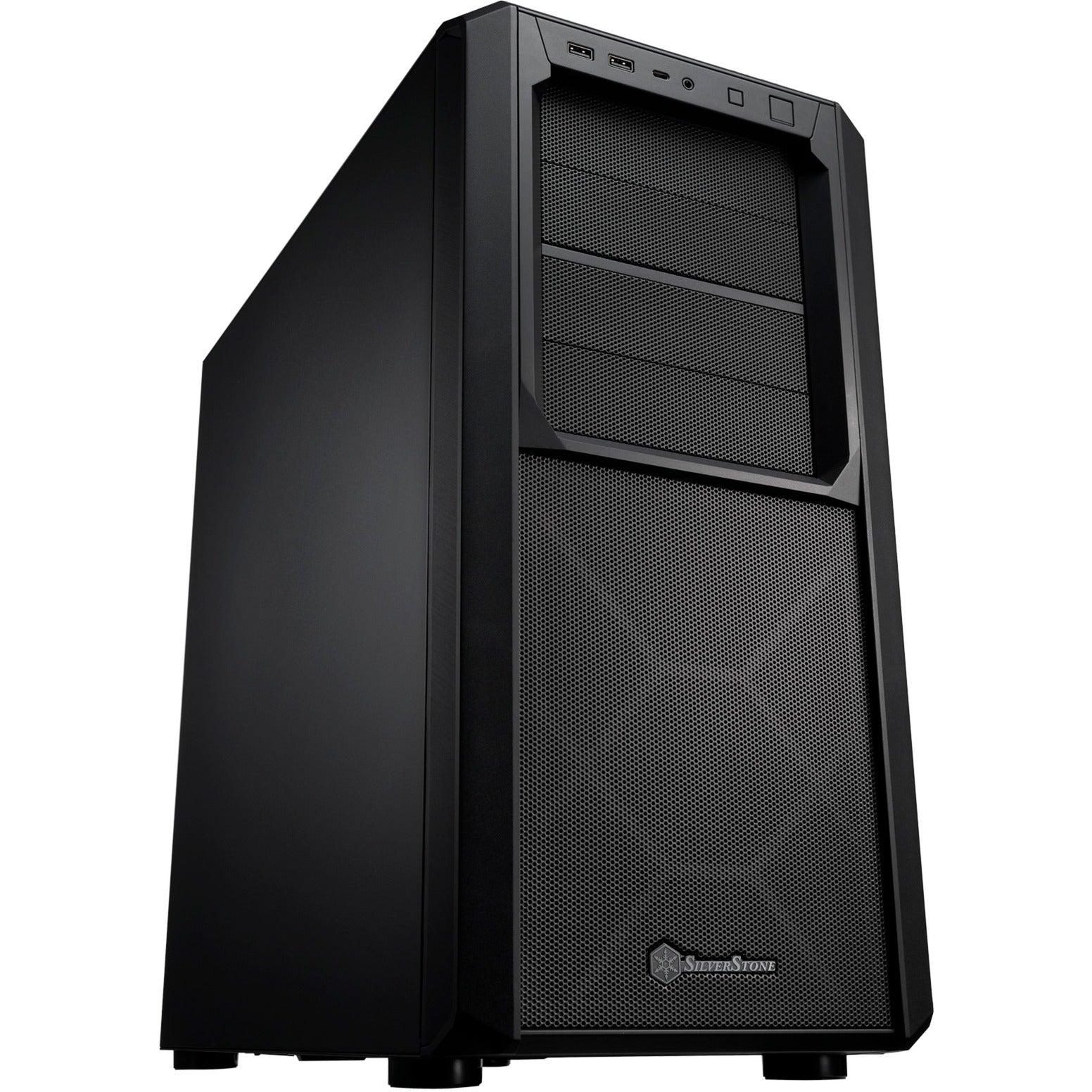 Silverstone sst-sed1-b midi tower behuizing (zwart | 2x usb-a | 1x usb-c)