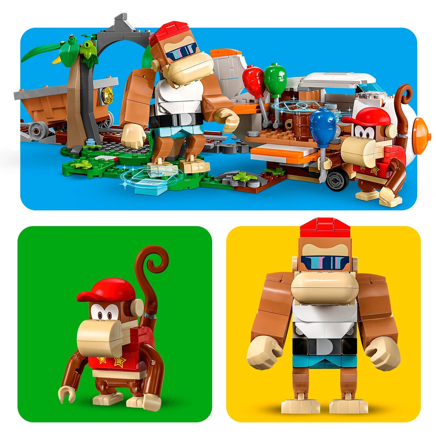 Set de expansión Lego Super Mario: Juguete de construcción con paseo en carro minero de Diddy Kong (71425)