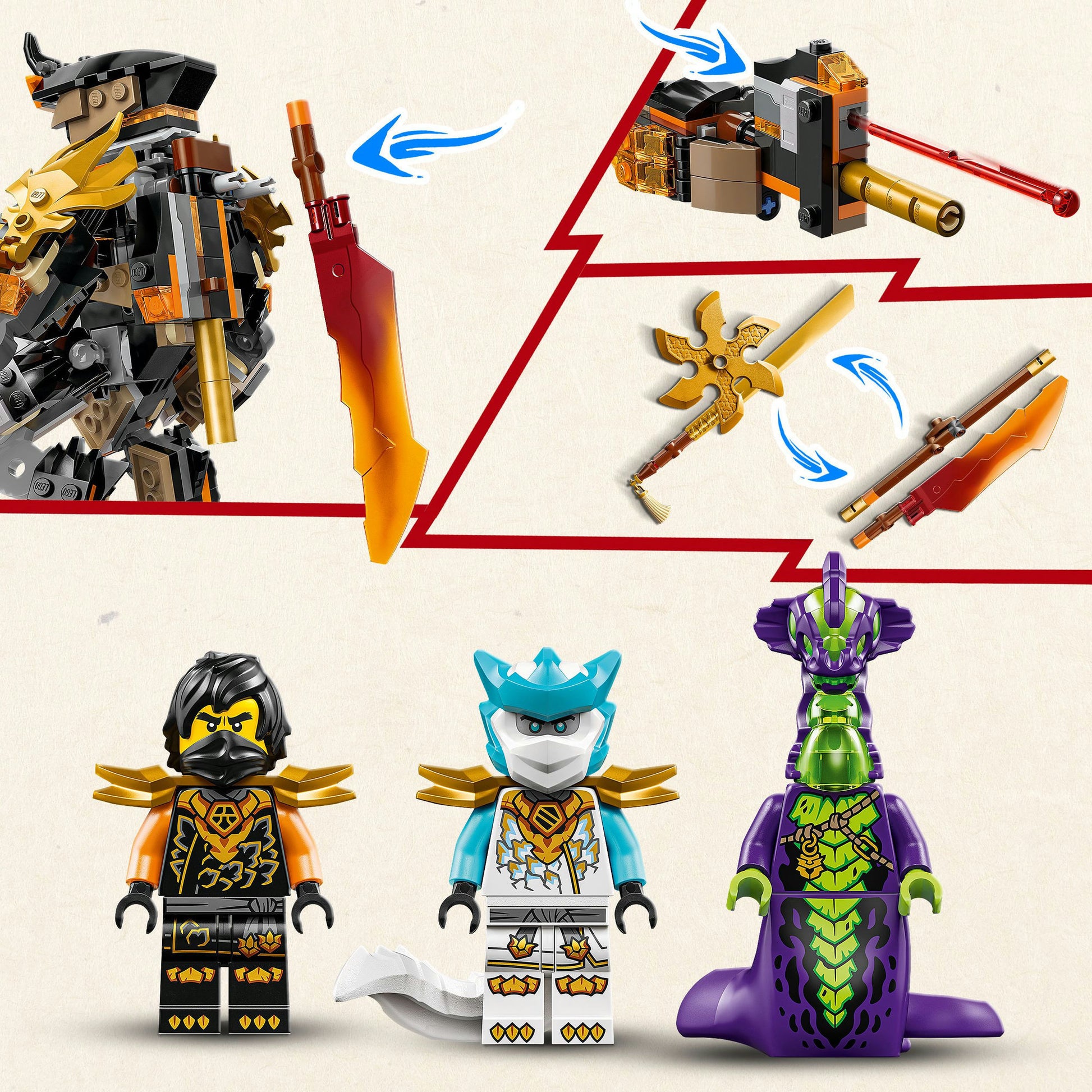 Lego Ninjago 71854 Cole Mission Mech e Dragon Zane