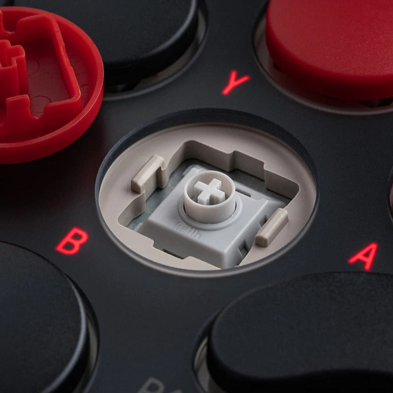 8bitdo arcade controller (grijs rood, 2.4 ghz bluetooth usb, nintendo switch, pc)