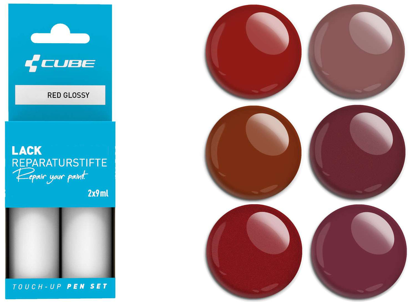 Cube touch-up pen set red glossy
