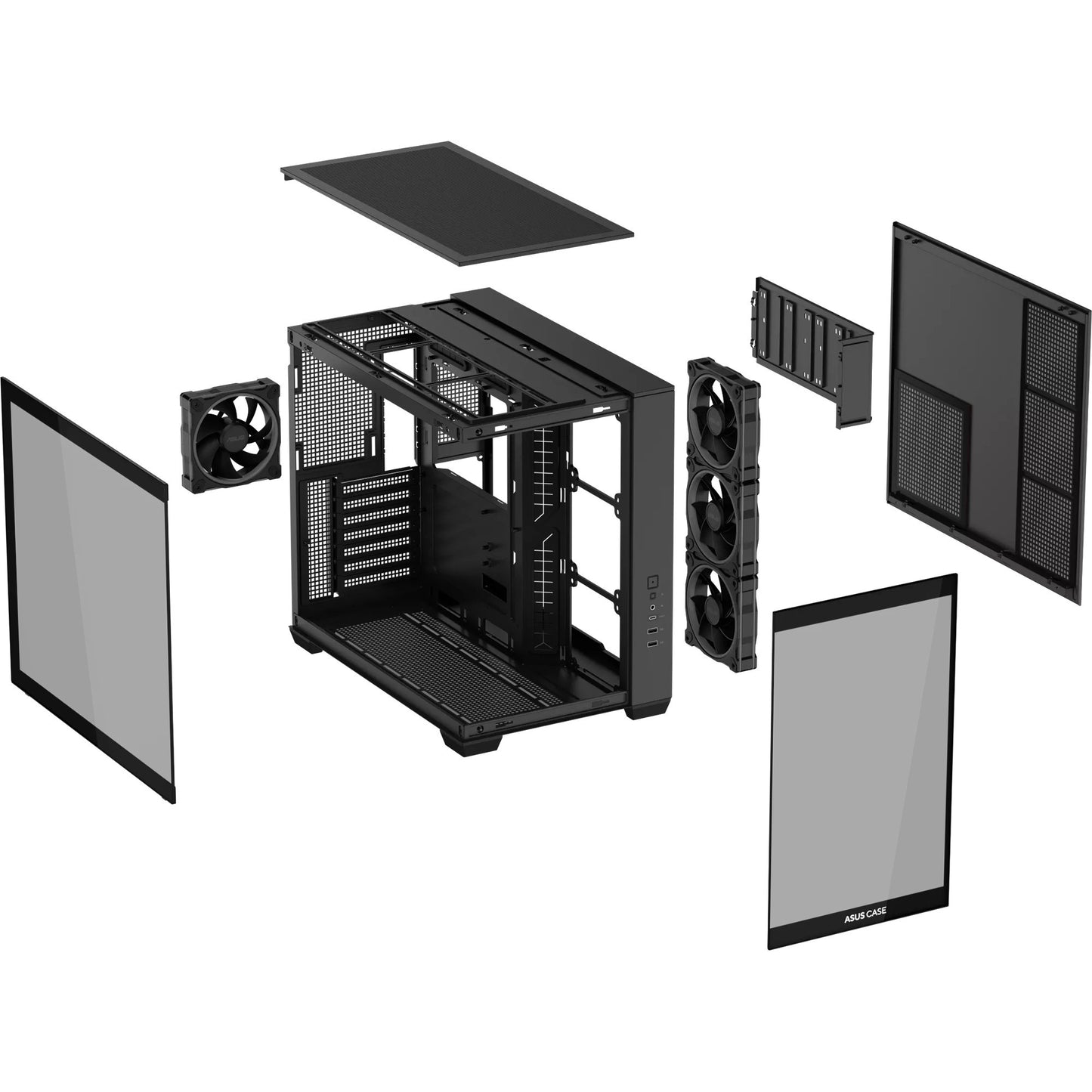 Custodia midi tower Asus a32 plus (nera | 2x USB-A | 1x USB-C | RGB | vetro temperato)