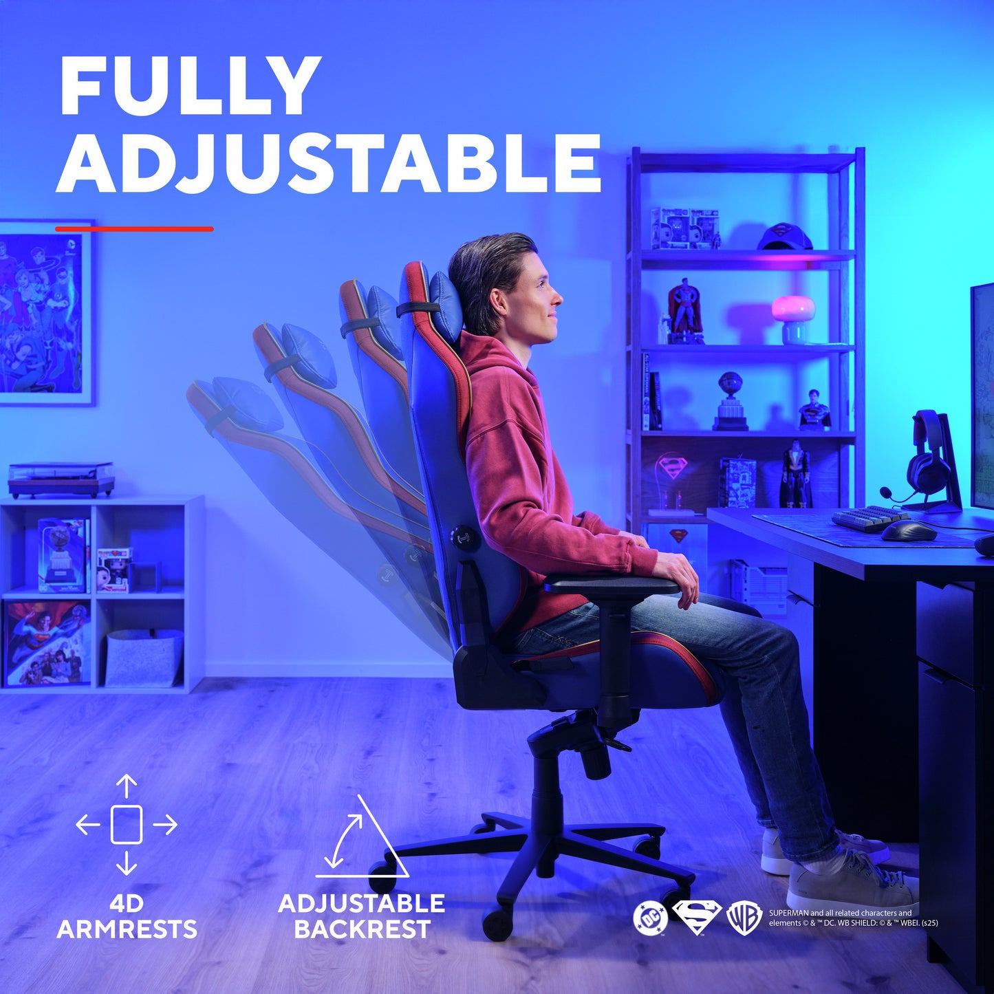 Trust GXT 721SM Ruya Pro Premium Comoda sedia da gaming (Blu Rosso)
