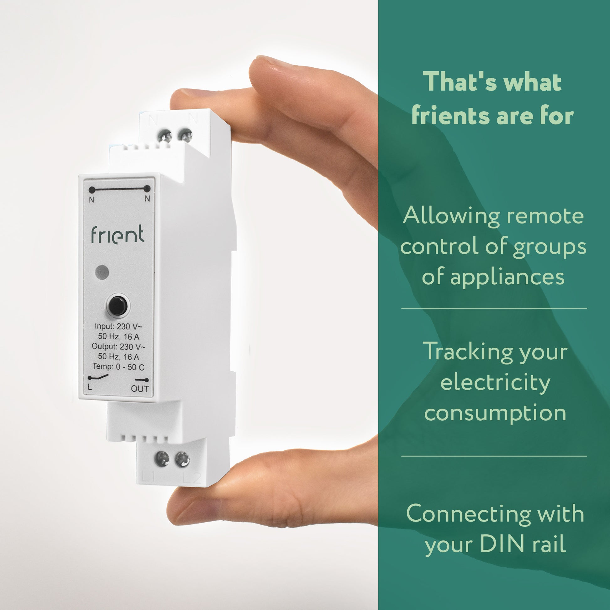 Relé din inteligente Frient (gris claro, zigbee)