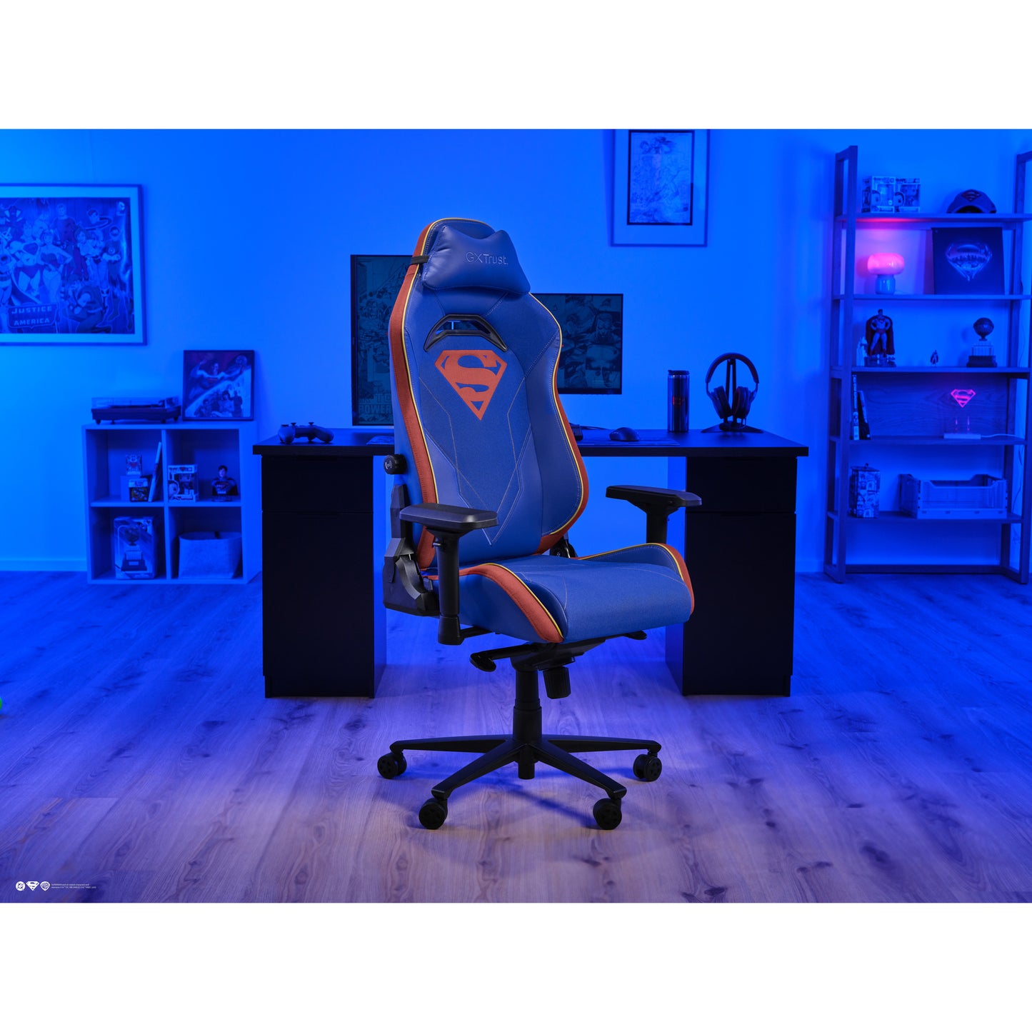 Trust GXT 721SM Ruya Pro Premium Comoda sedia da gaming (Blu Rosso)