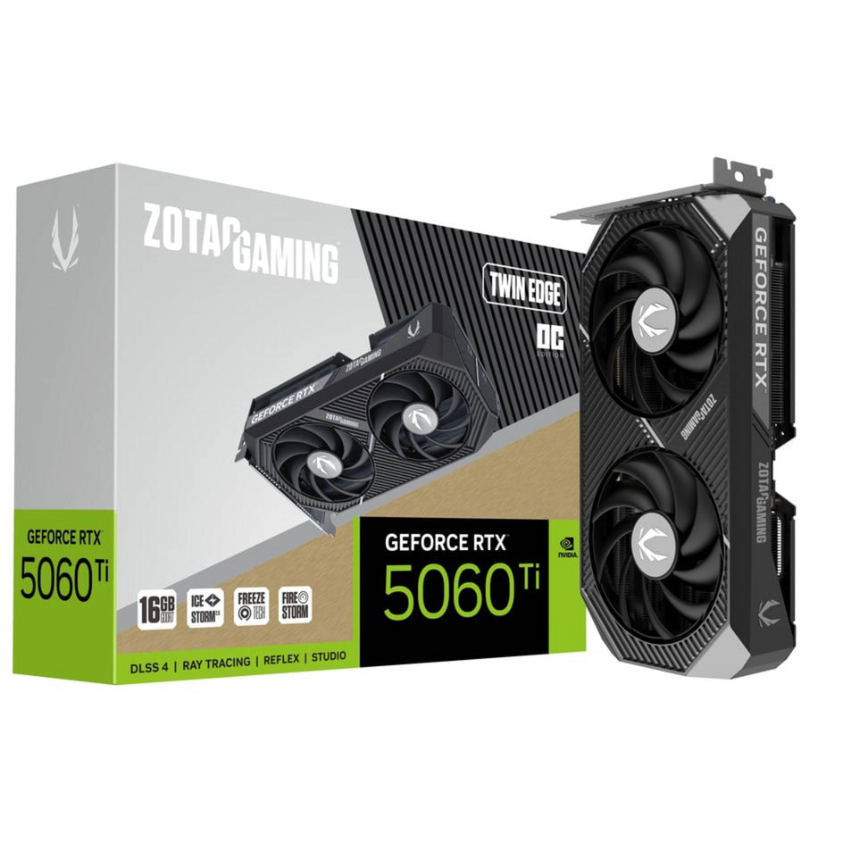 Scheda grafica Zotac GeForce RTX 5060 Ti Twin Edge OC 16GB (DLSS 4, 3x Display Port, 1x HDMI 2.1)