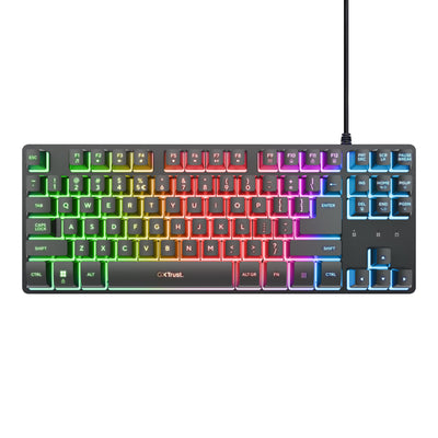 Tastiera Trust GXT 833 Thado con illuminazione TKL, tastiera da gioco (nera, layout USA, 80% (TKL), RGB)