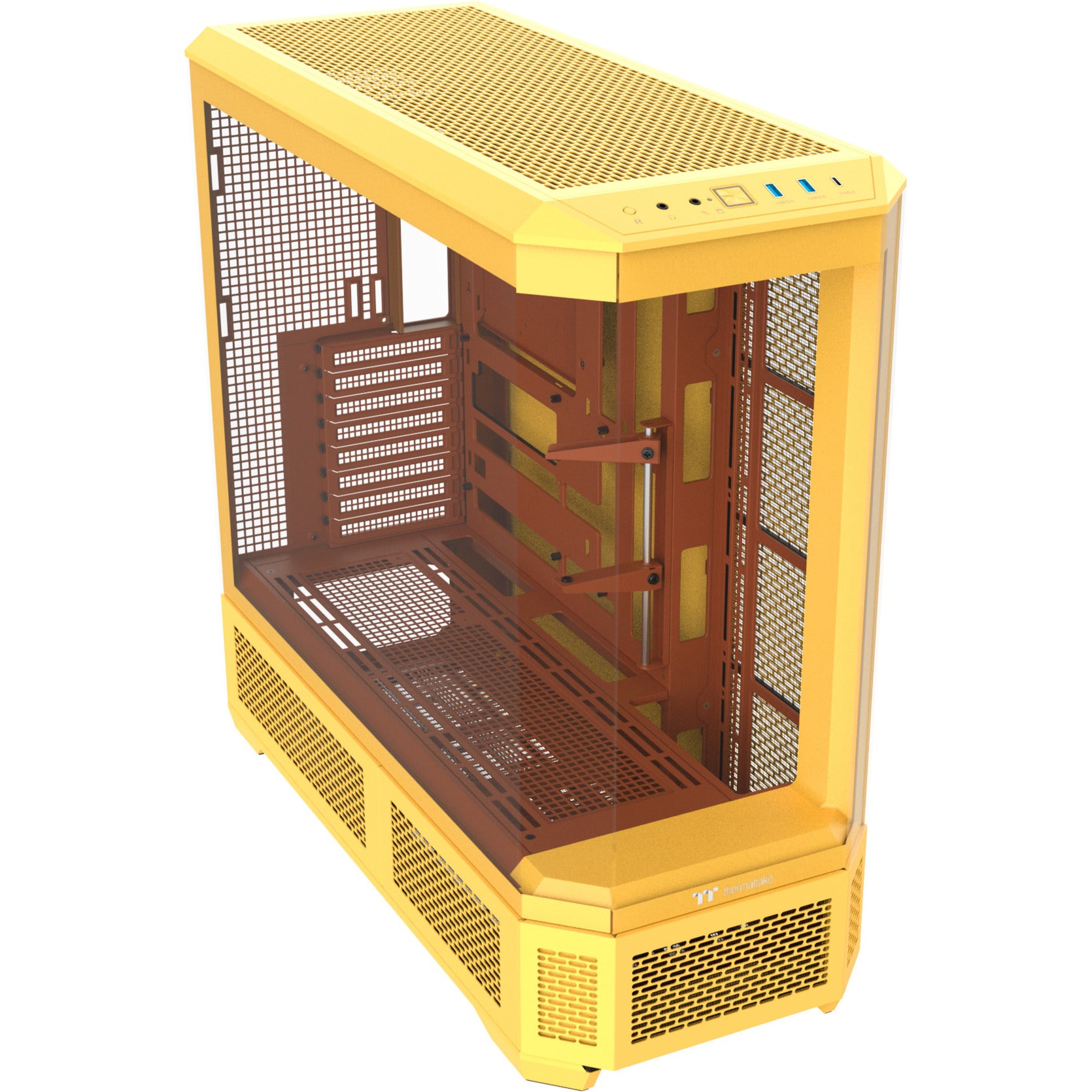 Thermaltake view 600 tg carcasa de torre grande de caramelo de mantequilla (amarillo | 2x USB-A | 1x USB-C | vidrio templado)