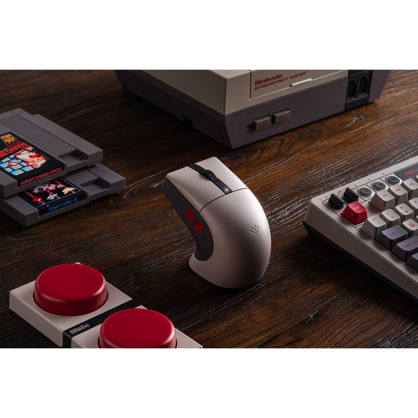 Ratón 8bitdo retro r8 - edición n (gris rojo, 50 - 26000 ppp, Bluetooth USB-C 2,4 GHz)