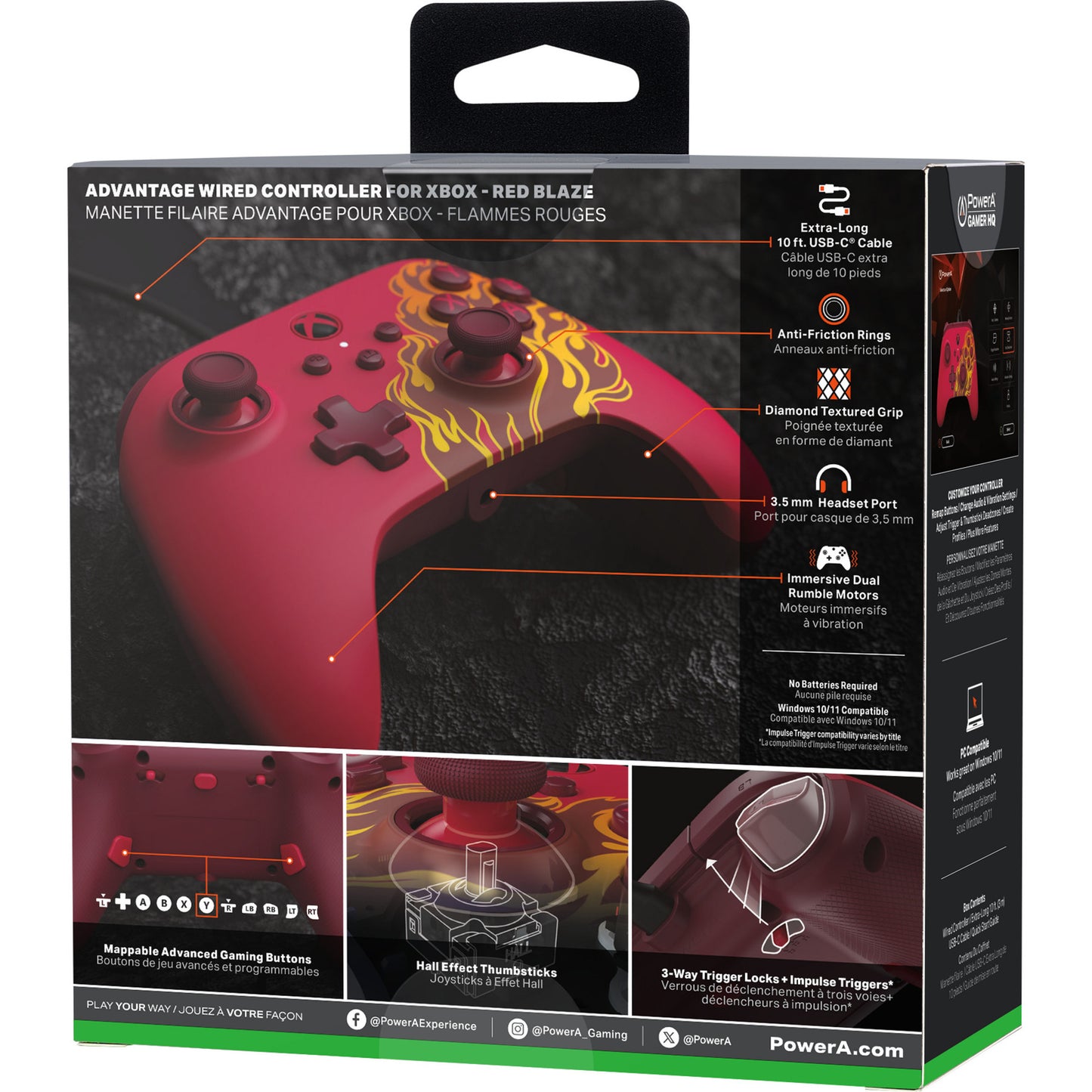 Controller Powera Advantage con cavo per xbox serie x|s - red fire (rosso, xbox serie x|s, xbox one, PC)