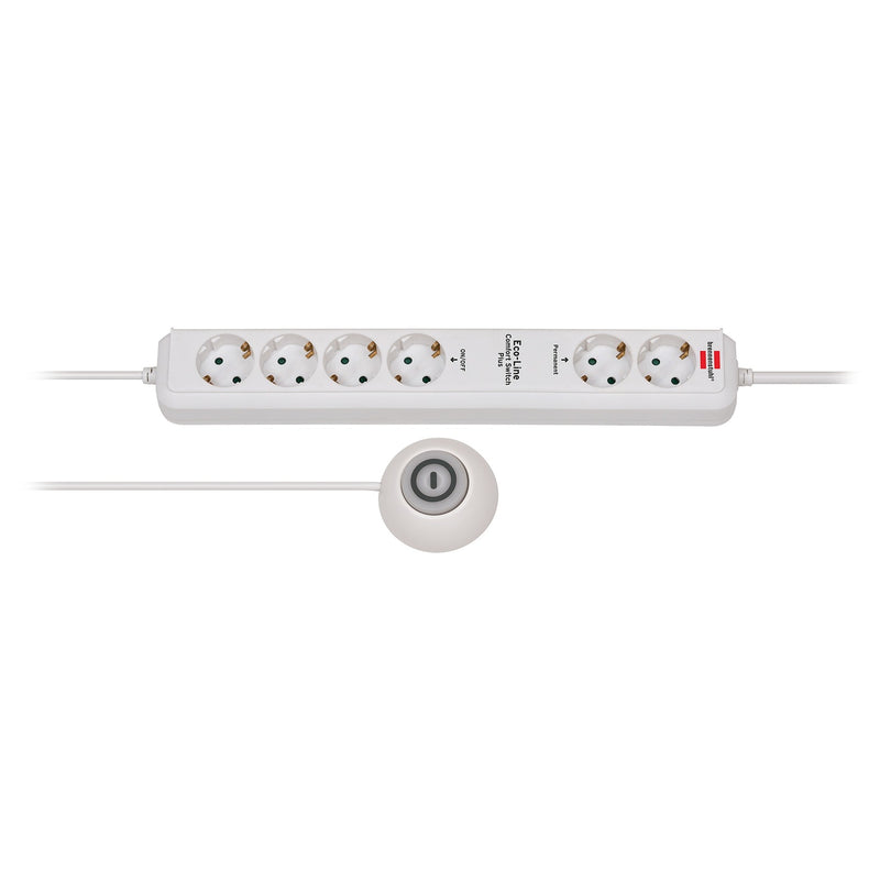 Brennenstuhl eco-line stekkerdoos comfort switch plus el csp 24 6-voudig stekkerdoos (wit, 1,5 meter)