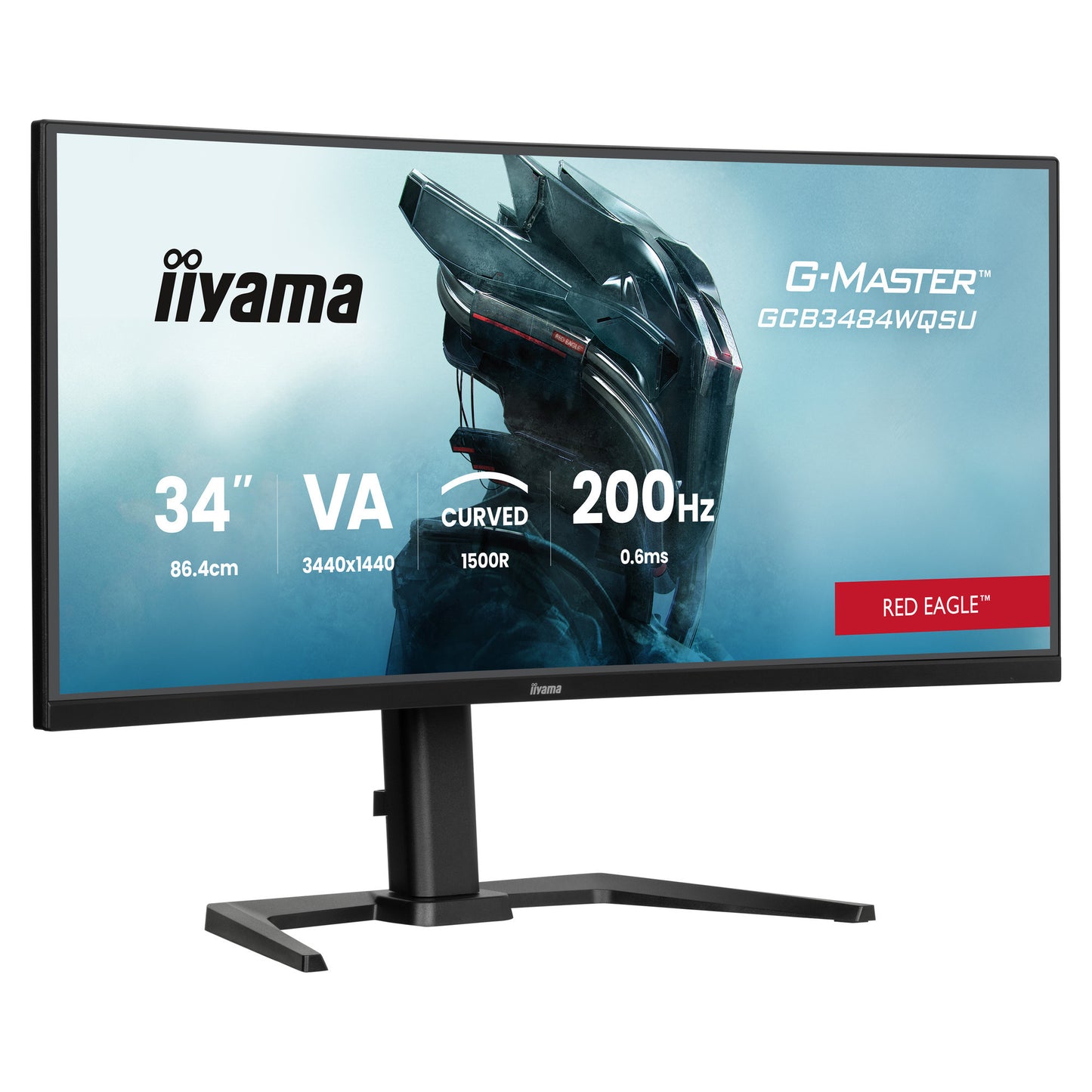 Monitor da gioco curvo ultrawide Iiyama G-Master Red Eagle GCB3484WQSU-B2 34 (nero, HDMI, DisplayPort, USB, audio, AMD Free-Sync, doppia modalità)