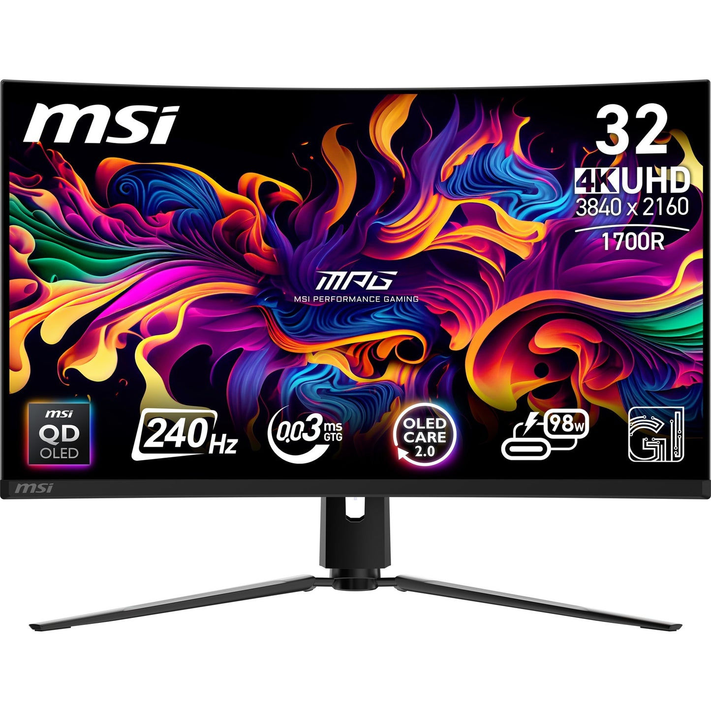 Monitor da gioco curvo MSI MPG 321curx QD-OLED 31.5 4K UHD (Nero, 2x HDMI, Display Port, 2x USB-A, USB-B, USB-C, 240 Hz)