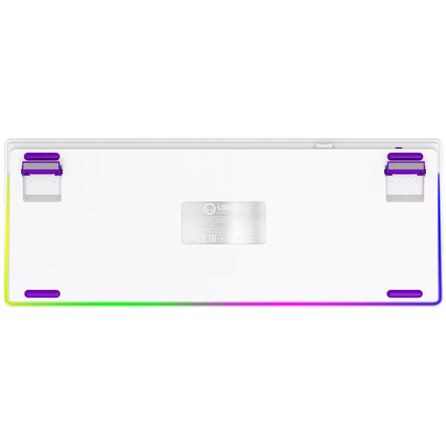 Lorgar kbp70tklw, teclado para juegos (blanco, diseño estadounidense, logar toxic purple, tkl, rgb, intercambiable en caliente, pbt double-shot, bluetooth 2.4ghz usb)