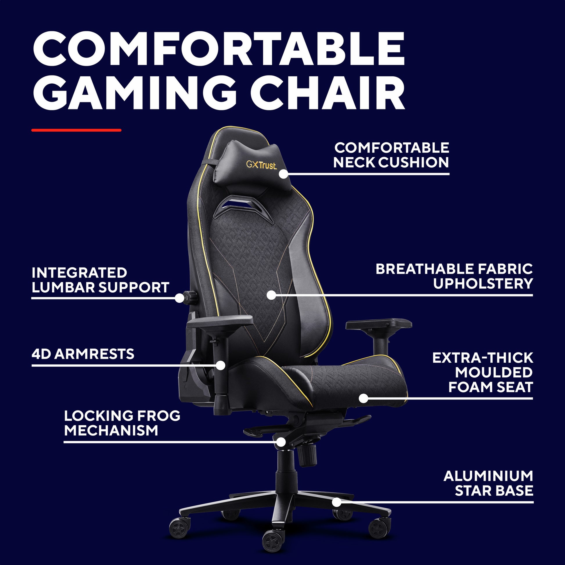 Trust GXT 721 Ruya Pro Premium Comoda sedia da gaming (Nero Giallo)