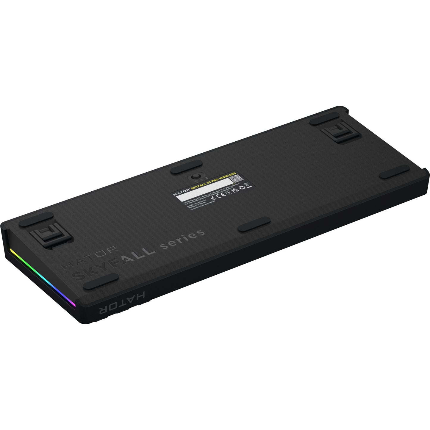 Hator skyfall pro wireless, tastiera da gioco (nera, layout americano, hator aurum vanilla silenzioso, 65%, rgb, double-shot pbt, hot-swap, bluetooth usb-c da 2,4 ghz)