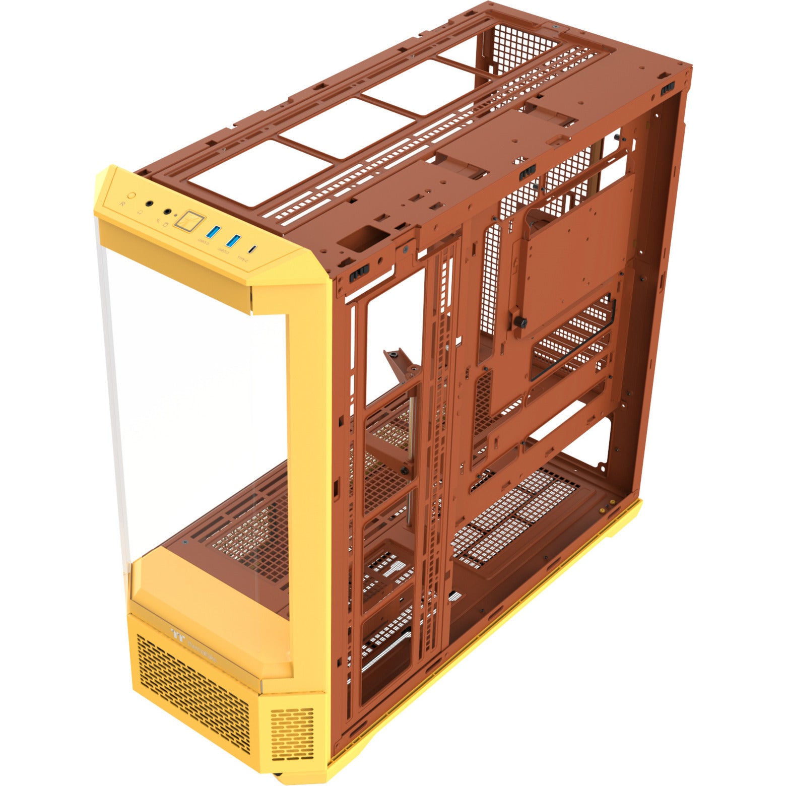 Thermaltake view 600 tg carcasa de torre grande de caramelo de mantequilla (amarillo | 2x USB-A | 1x USB-C | vidrio templado)