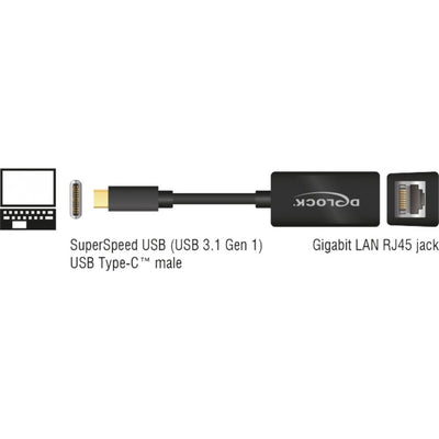 Delock Superspeed USB-C (USB 3.1 Gen 1) Maschio> Gigabit LA